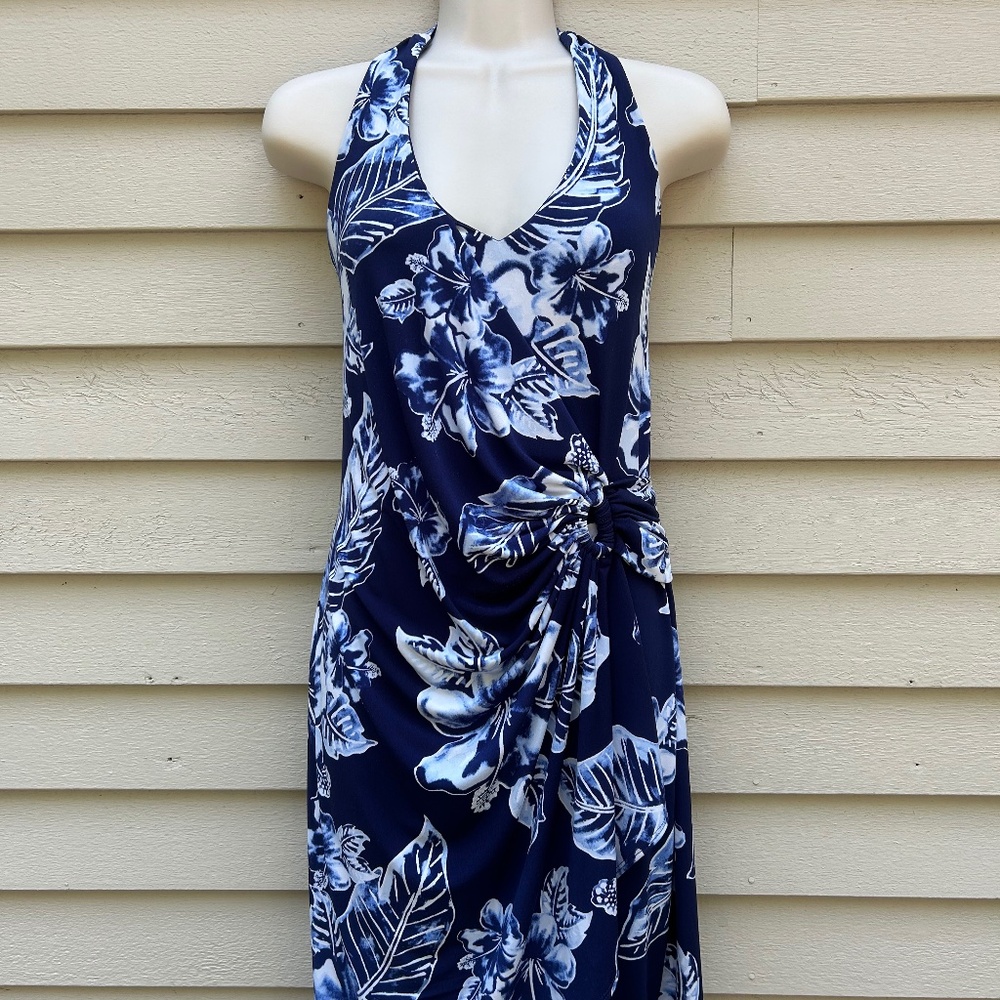 Tommy Bahama Blue print halter sundress, Size Large